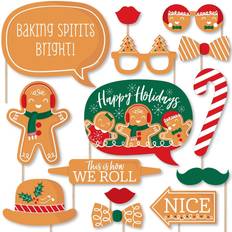 Photo Props, Party Hats & Sashes Gingerbread Christmas Gingerbread Man Holiday Photo Booth Props Kit 20 Count Orange Orange