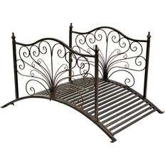 OutSunny Garden Decorations OutSunny 46.75 28.25 Metal Arched Decorative Garden Bridge with Ornate Side Rails