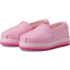 Pink Espadrilles Toms Kids Youth Pink Carnation Twill Glimmer Alp Platform Alpargatas Shoes