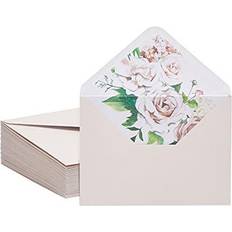 A7 ivory invitation envelopes with floral liner for weddings, birthday 50 pack