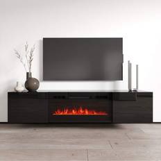 Modern tv stand with fireplace Cali EF Wall Mounted Electric Fireplace Modern 72" TV Stand Black