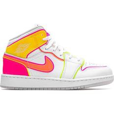 Jordan Sneakers Jordan Jordan 1 Mid Edge Glow GS - White/Hyper Crimson/Pink Blast/Lemon Venom