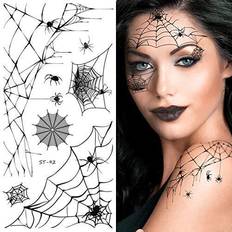 Supperb temporary tattoos horror cobweb spider web halloween face tattoos