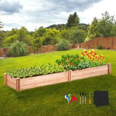 Vevor Outdoor Planter Boxes Vevor 96 10in Raised Garden Bed, High Natural Fir Wood No-Bolt Elevated