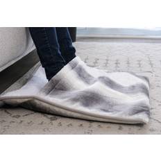 Luxe Faux Fur Heated Foot Warmer Grey White Grey White one-size