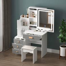 Glossy 35x33x40H Plexiglass Dresser Table with Thickness Shelf