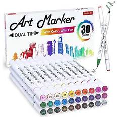 Shuttle Art 51 Colors Dual Tip Alcohol Based Art Markers, 50  Colors plus 1 Blender Permanent Marker Pens Highlighters with Case Perfect  for Illustration Adult Coloring Sketching and Card Making 