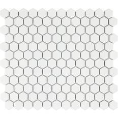 Mosaic Tiles Merola Tile Hudson Hex 1" Crystalline White 13-1/4" 11-7/8" Porcelain Mosaic Tile