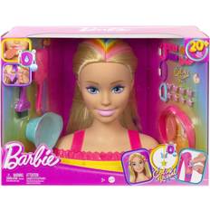 Barbie Dolls & Doll Houses Barbie Deluxe Styling Head Totally Hair Blonde Rainbow Hair HMD78