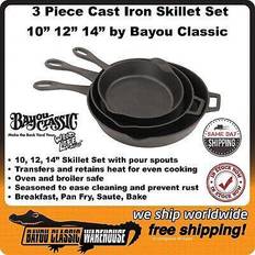 Bayou Classic 14 3-Piece Cast Iron Skillet Set