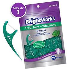 Piece BrightWorks Fresh Mint + Whitening Dental Flossers, with Super-Strong