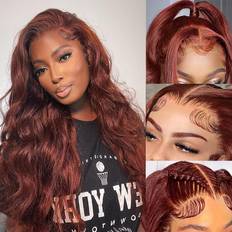 XTERFSTY 13x6 HD Lace Frontal Wig 24 inch Reddish Brown