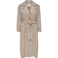 Only klær dame Only Long Trench Coat - White/Hummus