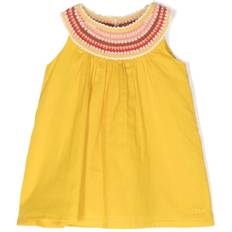 Chloé Kids collar-neck flared dress kids Cotton/Polyester Yellow
