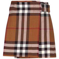 Burberry Skirts Burberry Check Wool Pleated Skirt - Dark Birch Brown