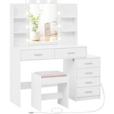 Furniture Quimoo Makeup Vanity White Dressing Table 15.7x35.4"