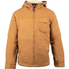 Dickies Men Jackets Dickies Sherpa Lined Duck Full Zip Hooded Jacket - Rinsed Brown Duck