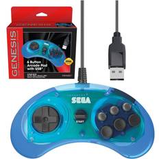 Retro-Bit SEGA Genesis 6-button Arcade Pad Blue