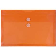 Jam Paper Plastic Envelopes with Button and String Tie Closure, Legal Booklet, 9.75 x 14.5, Orange P Quill Orange