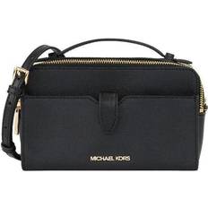 Michael Kors Jet Set Medium Saffiano Leather Smartphone Double Zip Crossbody Bag - Black