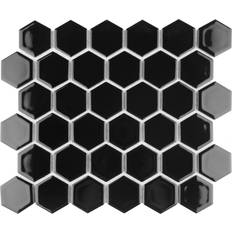 Black Mosaic Tiles Merola Tile Hudson Due 2" Hex Glossy Black Mosaic Tile Case
