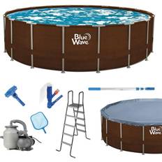 Blue Wave Freestanding Pools Blue Wave Mocha Wicker Round Frame Above Ground Swimming Pool Package Mocha