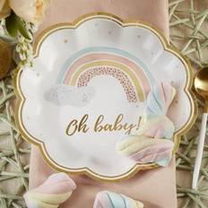 Plates & Bowls Kate Aspen Boho Rainbow Baby 7 in. Premium Paper Set of 16