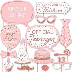 Photo Props, Party Hats & Sashes 13th pink rose gold birthday party photo booth props kit 20 ct
