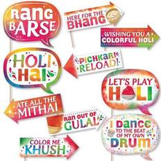 Photoprops Funny holi hai festival of colors party photo booth props kit 10 piece