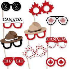 Photoprops Canada Day Glasses Paper Card Stock Canadian Party Photo Booth Props Kit 10 Count