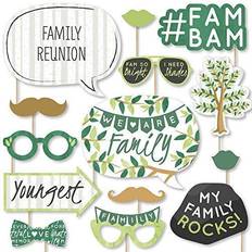 Green Photo Props, Party Hats & Sashes Family tree reunion family gathering party photo booth props kit 20 count