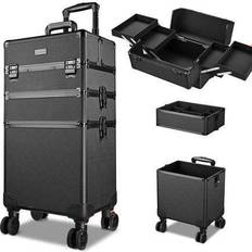 Telescopic Handle Beauty Cases BYOOTIQUE 3 In 1 Rolling Makeup Train Case Cosmetic Trolley Artist Nail, D