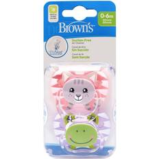 Dr. Brown's Smokker Dr. Brown's Prevent Soothers, Animal Faces, 0-6 Months Assorted Pink