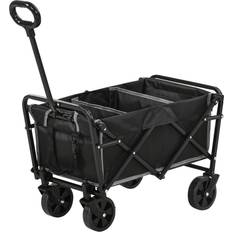Utility Wagons OutSunny collapsible folding wagon cart, garden wagon portable cart black