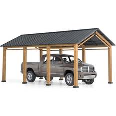 Brown Carports Sunjoy AutoCove 20 Hanover Cedar Wood Carport (Building Area )