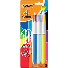 Bic 4-Color Retractable Ballpoint Pens Medium Point 1.0 mm Assorted Ink Colors Pack Of 3 Pens