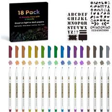 Vaci Markers- Dual Tip Brush Marker Pens Set of 24 + 4 Drawing Stencils