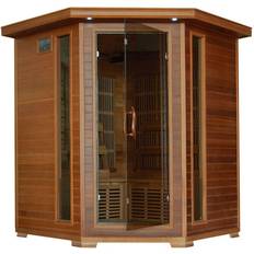 Saunas Heatwave 4-Person Cedar Corner Infrared Sauna with 10 Carbon Cedar