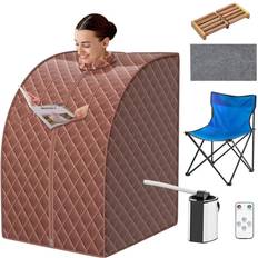 Goplus Portable Steam Sauna with Chair and Accessories Coffee