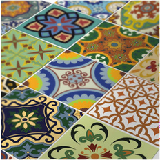 Homeroots 6" 6" mediterranean brights mosaic peel and stick removable tiles