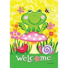 Home Garden Welcome Froggie Friends Welcome Frog Flag Double