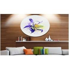 Design Art 'Purple Flower with White Petals' Floral Metal Wall Decor