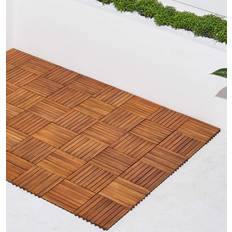 Outdoor Flooring Vifah V355 8-Slat Acacia Hardwood Interlocking Deck Tile