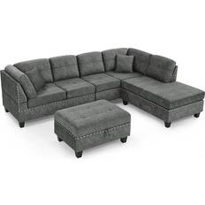 Ubgo Upholstered Couch L-Shaped Sofa 109" 6 Seater