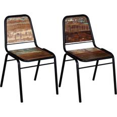 vidaXL Spisebordsstole massivt genbrugstræ Køkkenstol 2stk