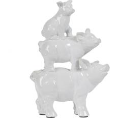 A&B Home & Decorative White Pig Stack Statue Figurine