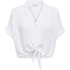 Only Short Sleeved Shirt with Knot Detail - White