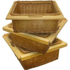 Küchenschubladen & Schrankböden Kukoo 3 x Pull Out Wicker Kitchen Baskets 600mm Brown