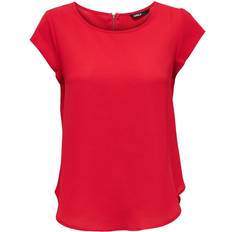 Rot Blusen Only Vic Loose Short Sleeve Top - Red/High Risk Red