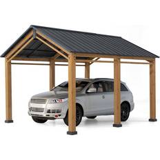 Brown Carports Sunjoy AutoCove 13 Hanover Cedar Wood (Building Area )